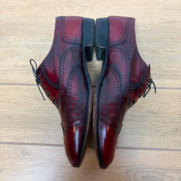 FERRAGAMO- Burgundy Men’s Oxford Dress Shoes - Picture 3 of 10